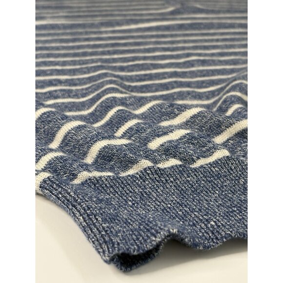 Peter Millar Wells ¼ Zip Merino Wool Linen Pullover Men’s XL Navy White Stripe - Picture 10 of 15